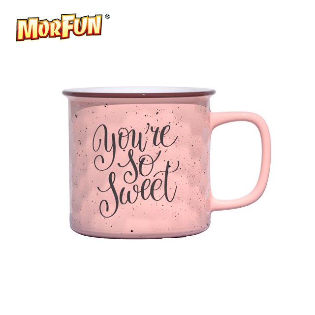Best selling Valentine's Day water bottle enamel porcelain custom ceramic mug with decal