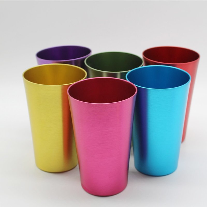 Custom Travel Camping Colorful 16 oz Anodized Aluminum Cup Aluminum Mug Tumbler,Colored aluminum drinking tumbler beer mugs 12oz