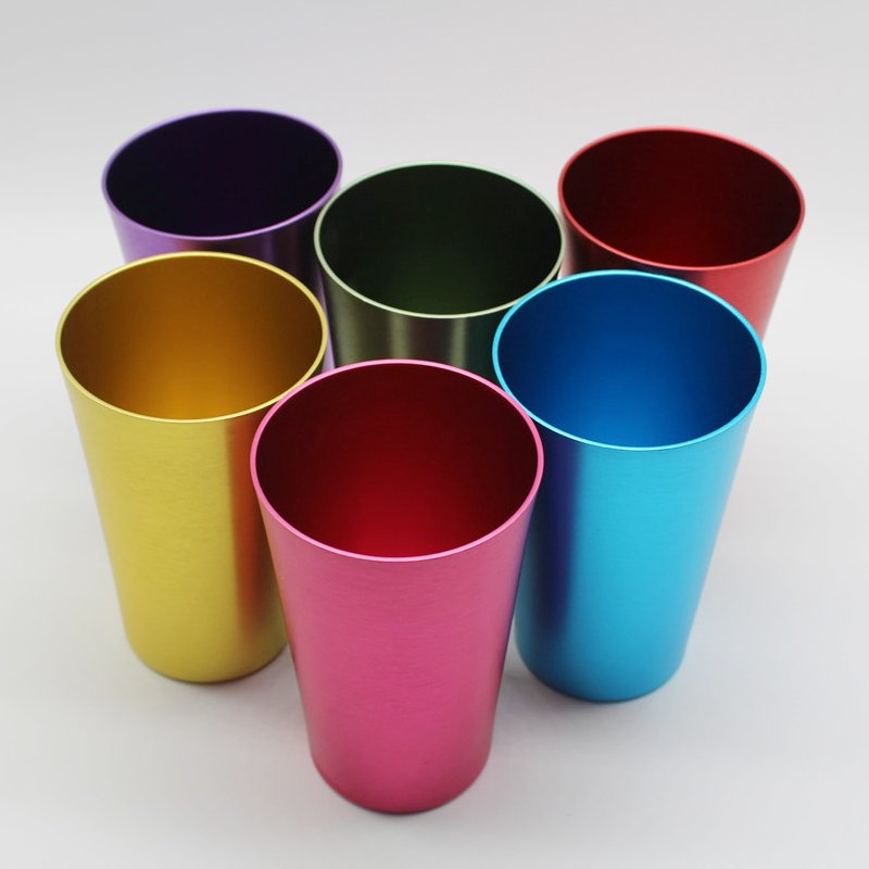 Custom Travel Camping Colorful 16 oz Anodized Aluminum Cup Aluminum Mug Tumbler,Colored aluminum drinking tumbler beer mugs 12oz