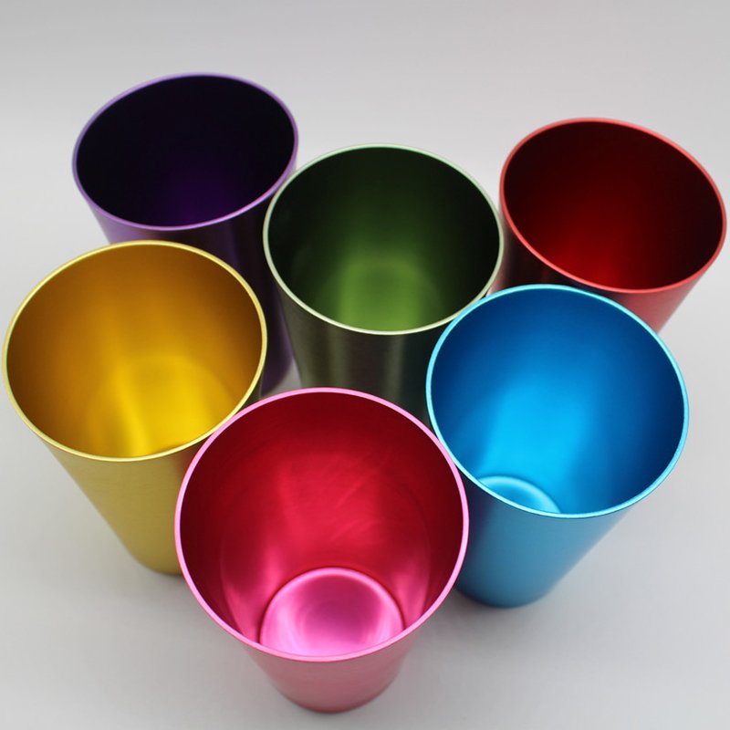 Custom Travel Camping Colorful 16 oz Anodized Aluminum Cup Aluminum Mug Tumbler,Colored aluminum drinking tumbler beer mugs 12oz