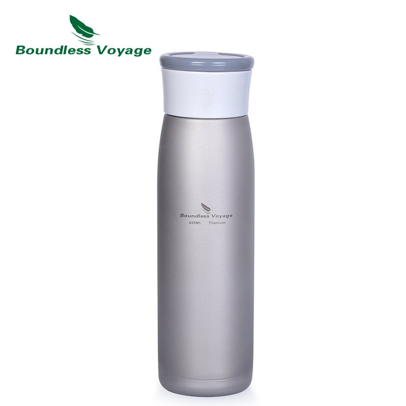 Boundless Voyage 420ml Thermos Bottle Titanium Double Wall Thermal Cup Water Vacuum Vacuum Flasks outdoor bike water bottle