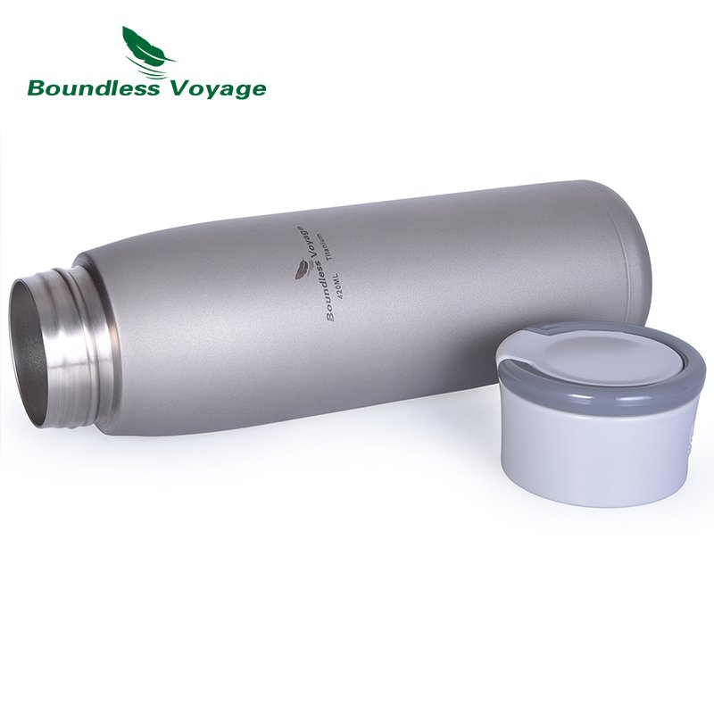 Boundless Voyage 420ml Thermos Bottle Titanium Double Wall Thermal Cup Water Vacuum Vacuum Flasks outdoor bike water bottle