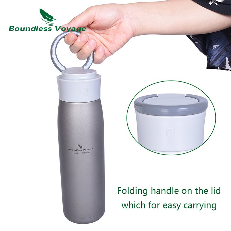 Boundless Voyage 420ml Thermos Bottle Titanium Double Wall Thermal Cup Water Vacuum Vacuum Flasks outdoor bike water bottle