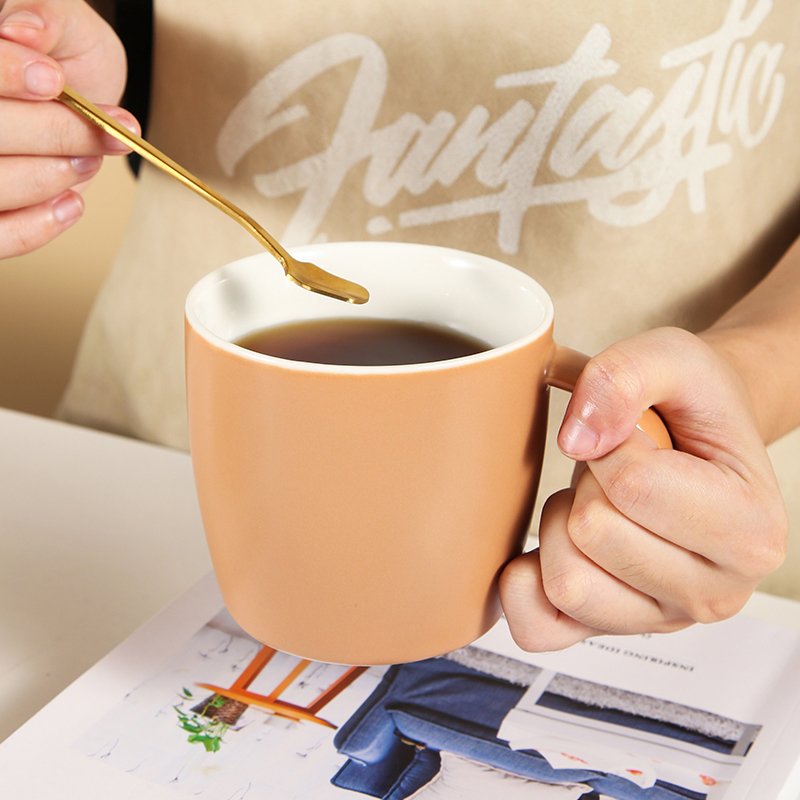 Wholesale Reusable Creative Ceramic Mug with Handle, Custom Logo Sublimation Wide Mouth Big Belly Ceramic Coffee Milk Cup