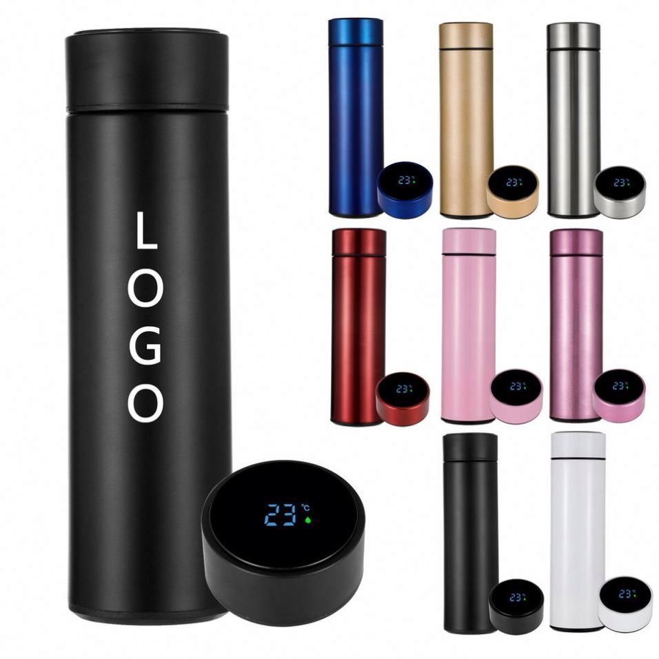 Custom Logo Smart Drinkware Vacuum Flask Stainless Steel Digital Termo Thermos LED Display Temperature Smart Water Bottle