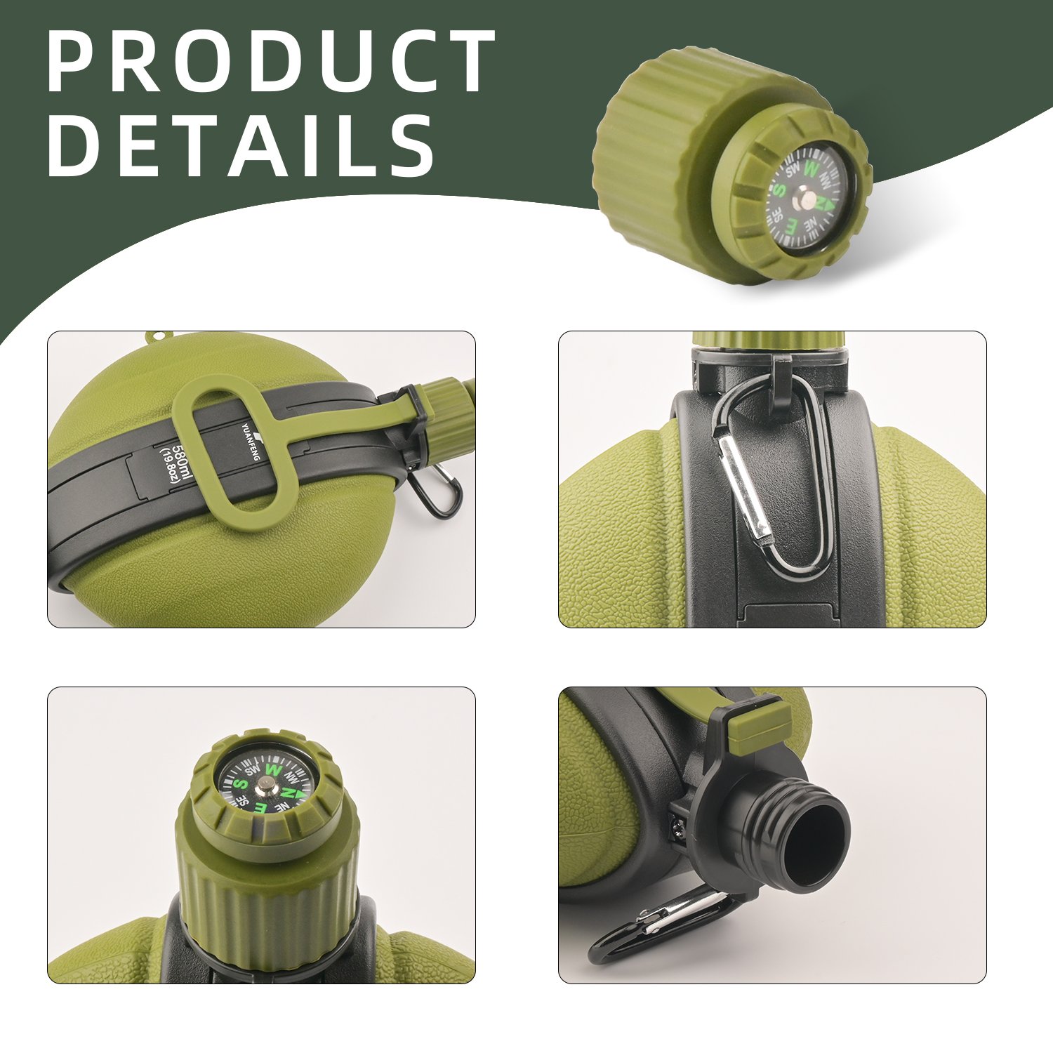 Creative Outdoor Bottle Silicone Camping Compass Portable Foldable Water Bottle