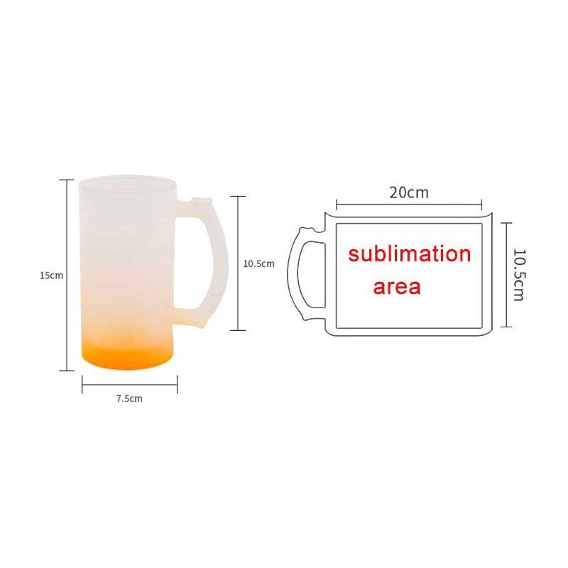 Wholesale Custom 16oz Colorful Frosted Cup Sublimation Glass Beer Mug With Handle