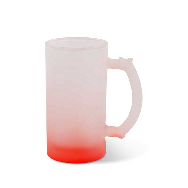 Wholesale Custom 16oz Colorful Frosted Cup Sublimation Glass Beer Mug With Handle