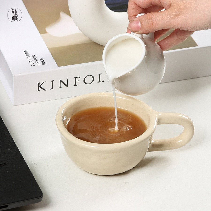 tasse sublimation Milk Tea Couple Mug Gifts Nordic Ceramic Coffee Mugs Cups grid Mugs With Ring Handle