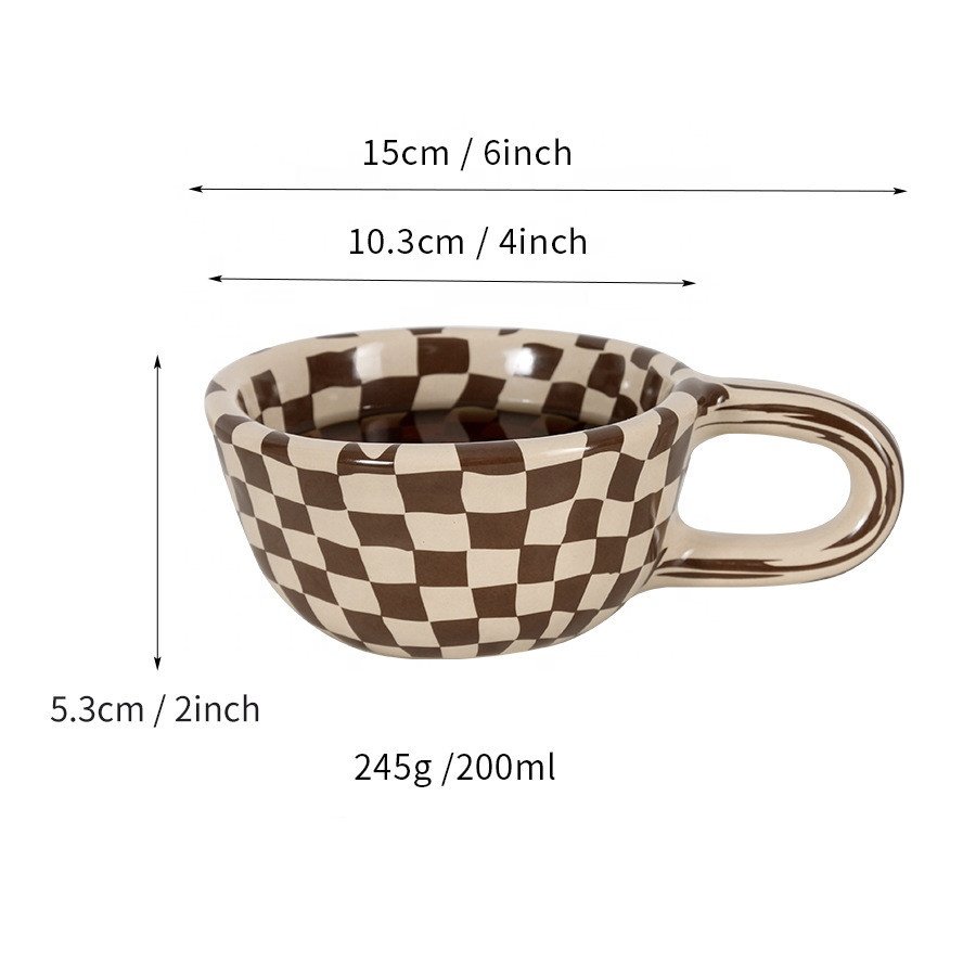 tasse sublimation Milk Tea Couple Mug Gifts Nordic Ceramic Coffee Mugs Cups grid Mugs With Ring Handle