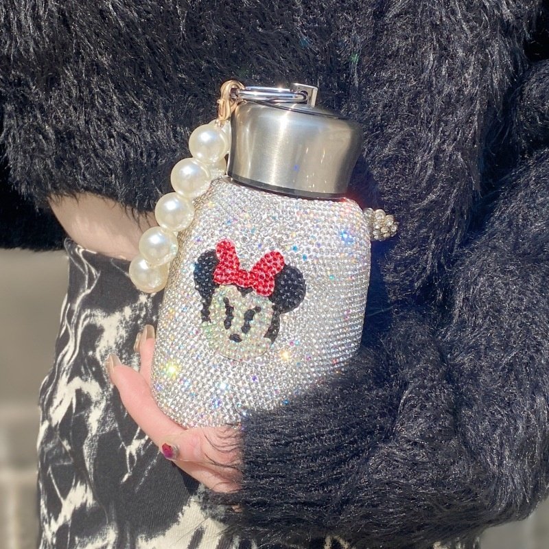 Luxury Drink stainless steel Vacuum Flask insulated diamond bling sparkling rhinestone tumbler thermos cup water bottle