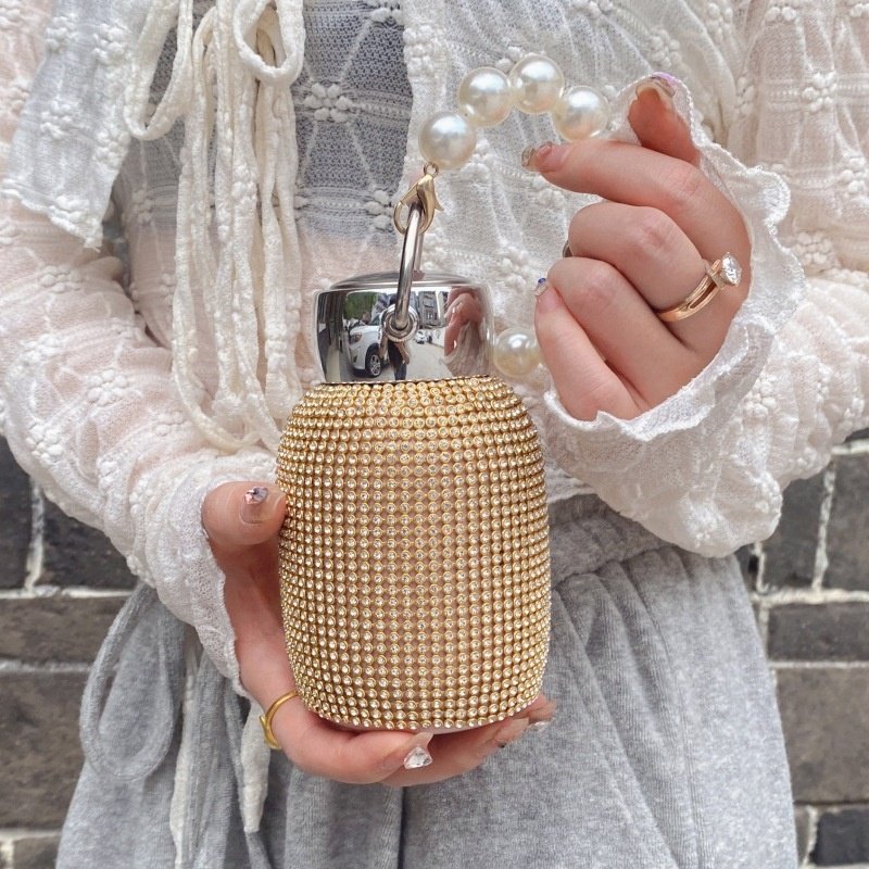 Luxury Drink stainless steel Vacuum Flask insulated diamond bling sparkling rhinestone tumbler thermos cup water bottle
