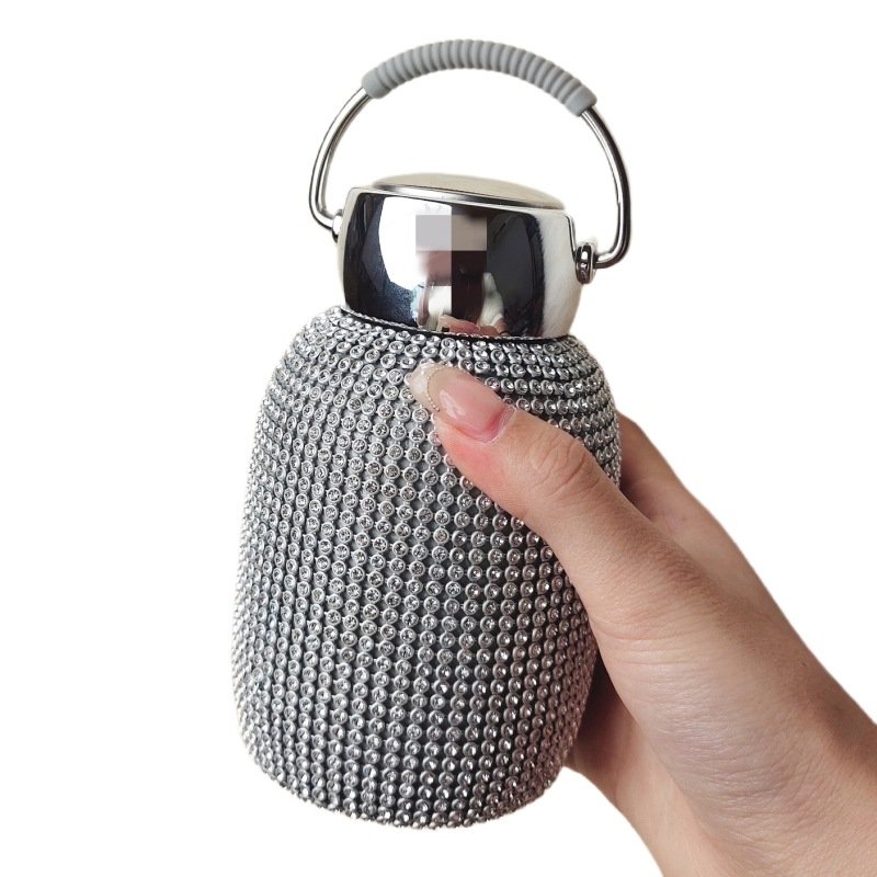 Luxury Drink stainless steel Vacuum Flask insulated diamond bling sparkling rhinestone tumbler thermos cup water bottle