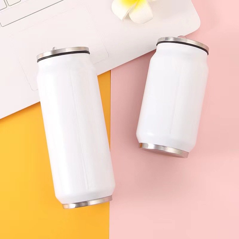 304 Stainless Steel Large Vacuum Flask Thermos Pop Can Printed Logo Mug with Straw for Car Use & Party Serving Cup