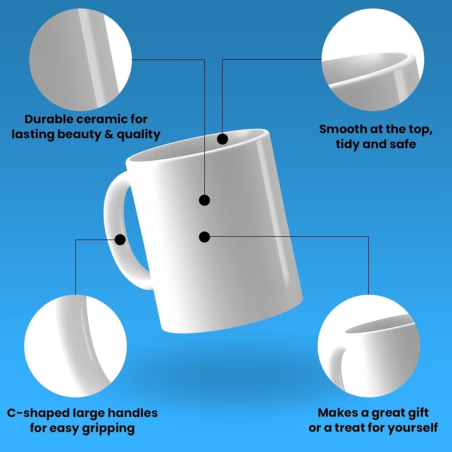Porcelain White Mug Heat Transfer Blank Mug for Sublimation DIY Logo Custom Top Grade 11oz Novelty Giveaways Coffee Mugs Support