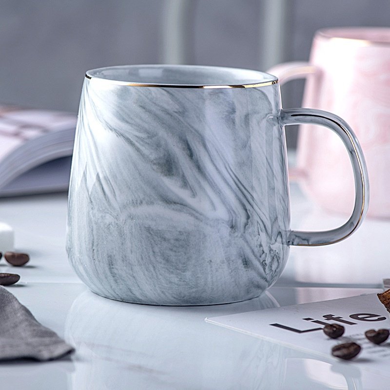 Kitchen Drinkware Couple Mug Gifts Nordic 15 oz sublimation natural stone marble ceramic coffee tea cups mugs With Ring Handle