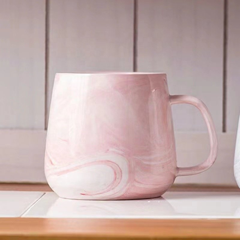 Kitchen Drinkware Couple Mug Gifts Nordic 15 oz sublimation natural stone marble ceramic coffee tea cups mugs With Ring Handle