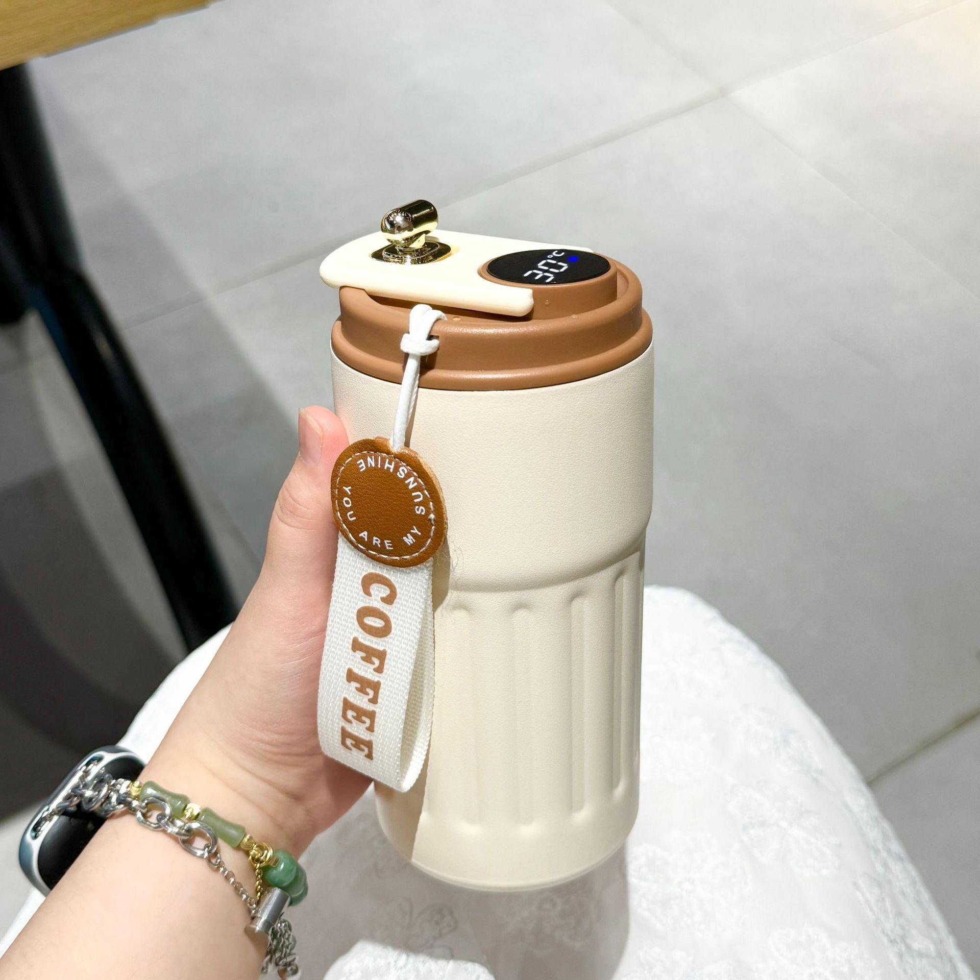 Custom Logo 316 Stainless Steel Coffee Mug with Temperature Display Vacuum Insulated Thermal Cups Business Gift Water Bottle