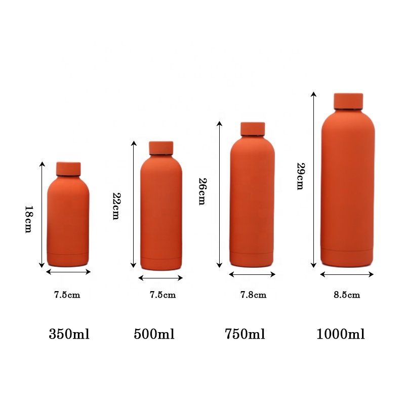 Customizable High Quality 500ml Soft Touch Small Mouth Stainless Steel Water Bottle Flask Vacuum Water Bottles Thermos With Rope