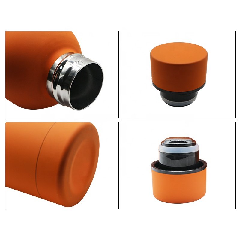 Customizable High Quality 500ml Soft Touch Small Mouth Stainless Steel Water Bottle Flask Vacuum Water Bottles Thermos With Rope