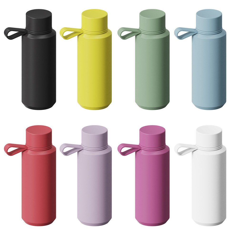 Sport Termos Rubber Coating 350ml 500ml Small Mouth Double Wall Vacuum Flasks Stainless Steel Water Bottle Cup Bamboo Lid