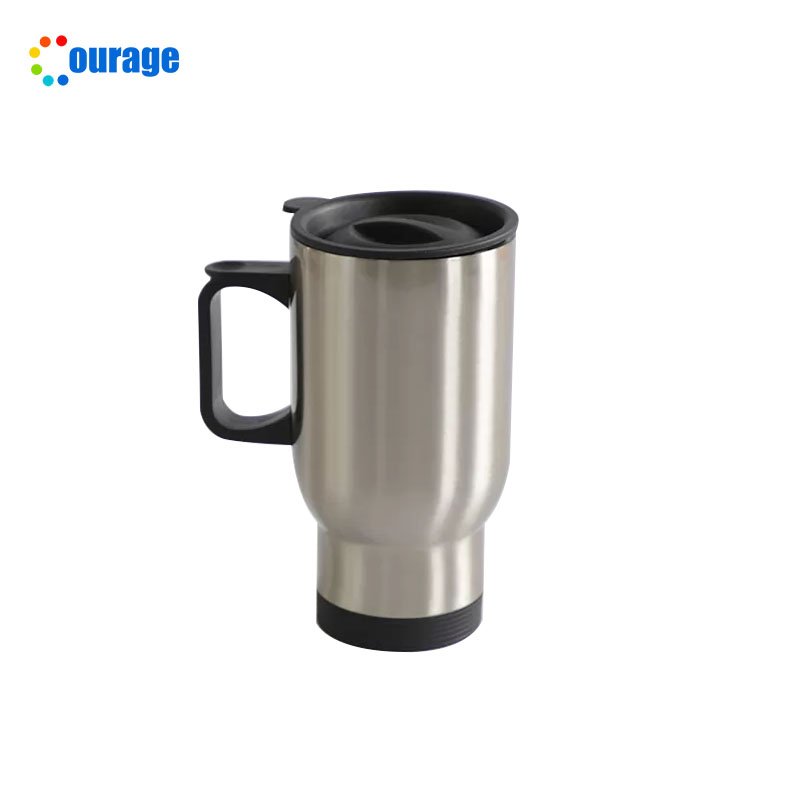 Wholesale car used sublimation coated insulation white silver travel mug blank