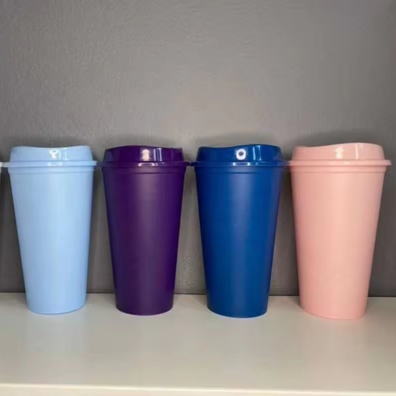 2021 New 16oz plastic coffee cup with lid coffee mug