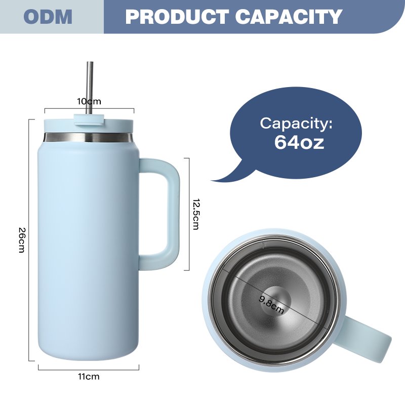 Outdoor BPA-Free 64 OZ Dishwasher Safe Double Wall Vacuum Insulated Stainless Steel Water Mug with Lids