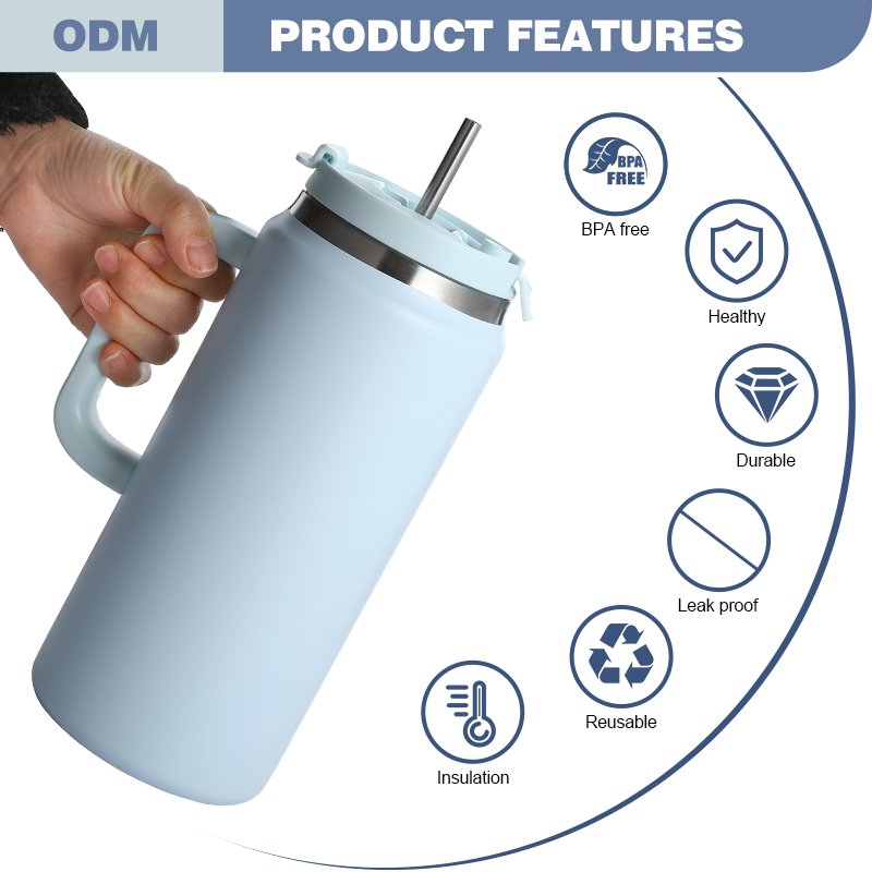 Outdoor BPA-Free 64 OZ Dishwasher Safe Double Wall Vacuum Insulated Stainless Steel Water Mug with Lids