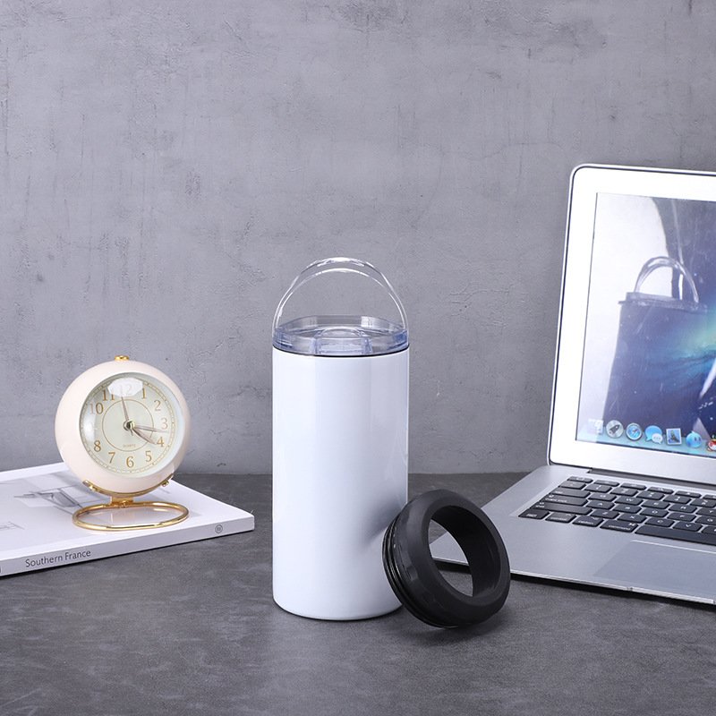 USA Warehouse RTS 16oz 4 In 1 Sublimation Stainless Steel Can Cooler With Two Lids Mug Cups