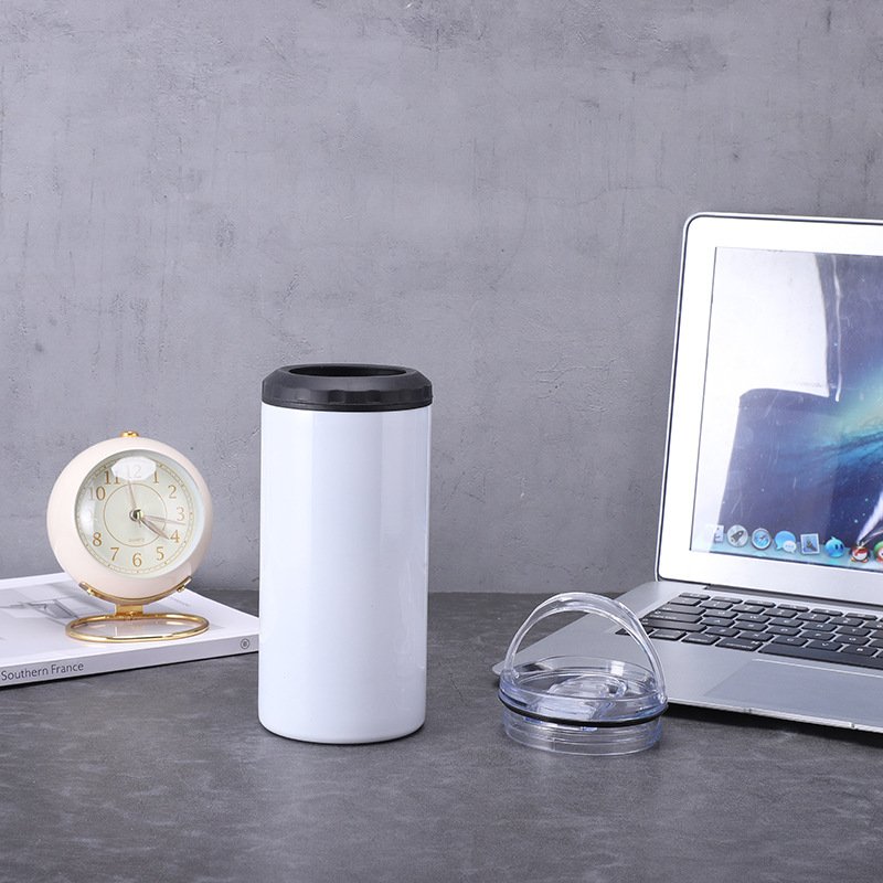USA Warehouse RTS 16oz 4 In 1 Sublimation Stainless Steel Can Cooler With Two Lids Mug Cups