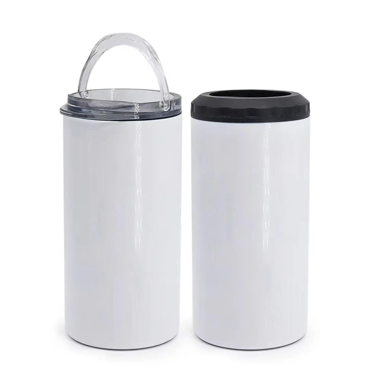 USA Warehouse RTS 16oz 4 In 1 Sublimation Stainless Steel Can Cooler With Two Lids Mug Cups