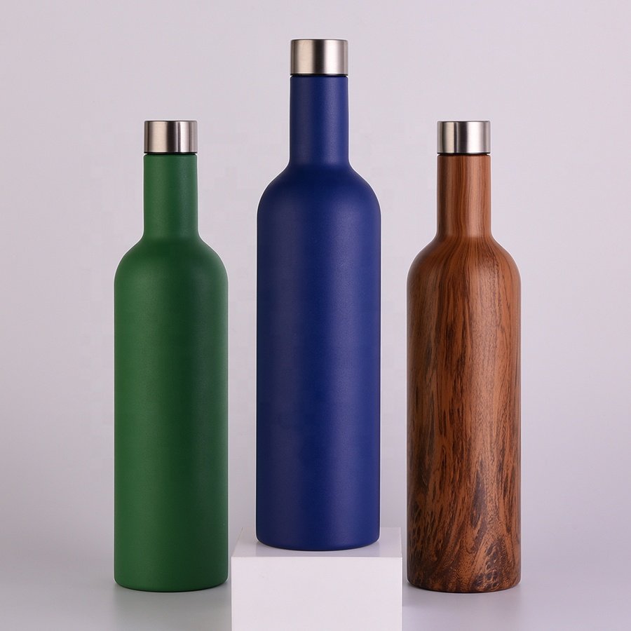Eco Friendly Products Double Walled Stainless Steel Wine Shaped Small Mouth Water Bottles