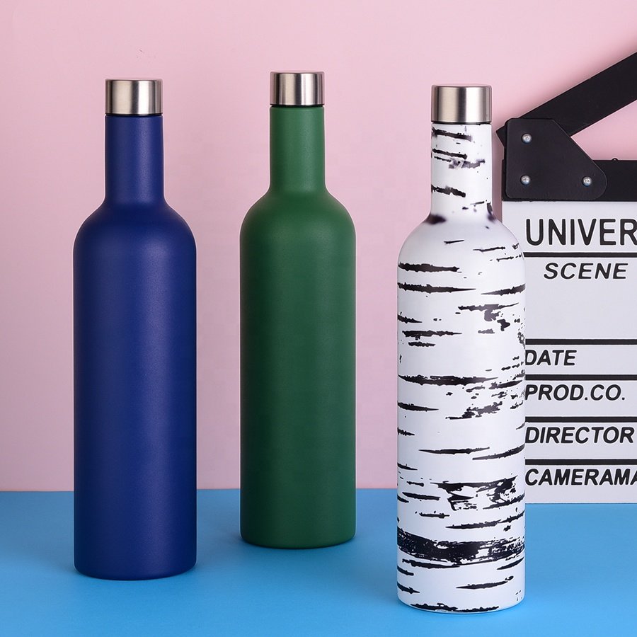 Eco Friendly Products Double Walled Stainless Steel Wine Shaped Small Mouth Water Bottles