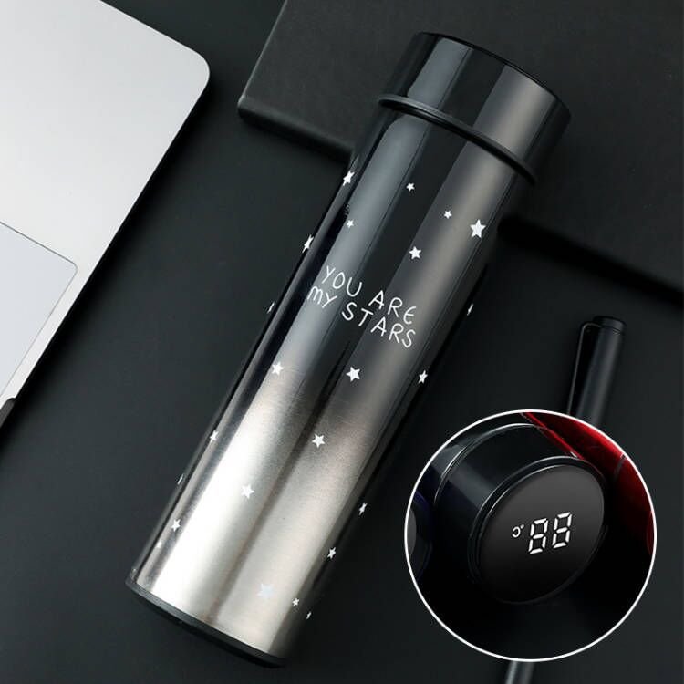 Novelty Design Printing Straight Cup Travel Vacuum Flask Temperature Display Business Gifts Hot Thermal Insulation Drink Water
