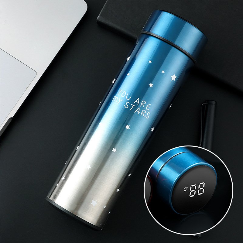Novelty Design Printing Straight Cup Travel Vacuum Flask Temperature Display Business Gifts Hot Thermal Insulation Drink Water