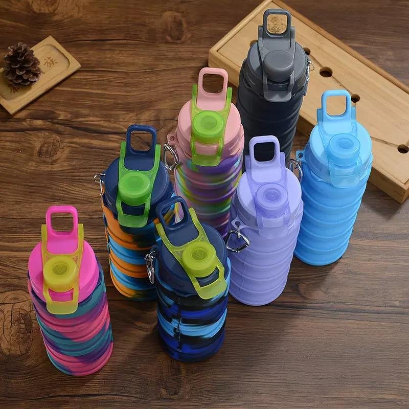 600ML Free Sample Foldable Water Bottles Leakproof Sport Gym Folding Mugs Reusable Silicone Collapsible Water Bottle