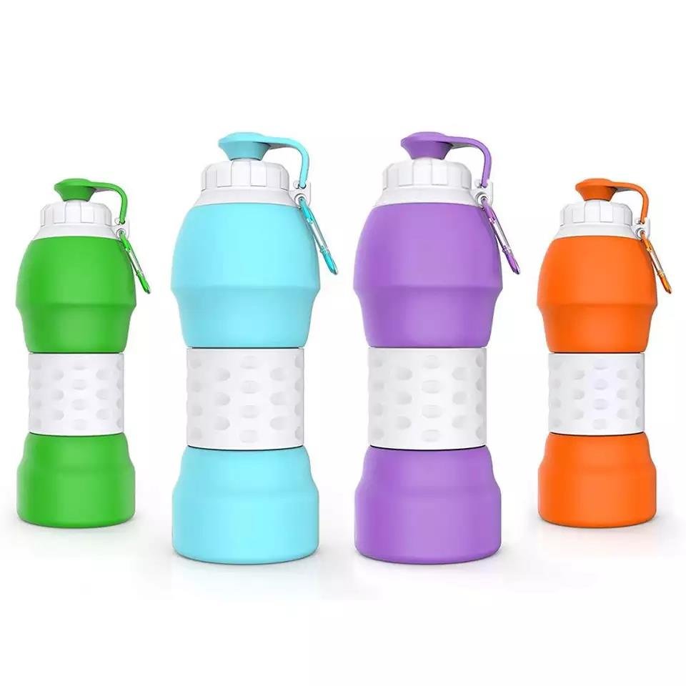 600ML Free Sample Foldable Water Bottles Leakproof Sport Gym Folding Mugs Reusable Silicone Collapsible Water Bottle