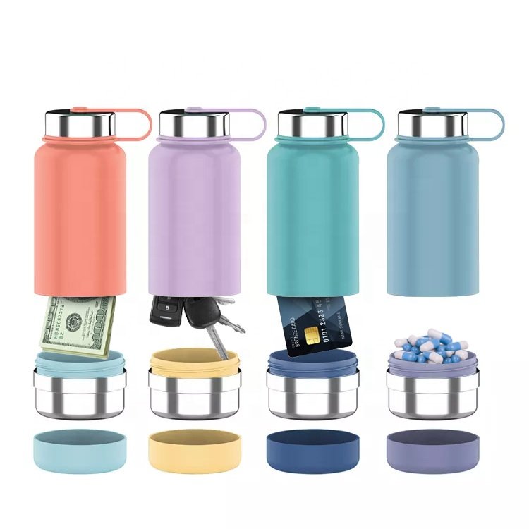 Hot Sale 32 oz Diversion Safe Stainless Steel Sports Insulated Water Bottle with Hidden Compartment Pet bowl