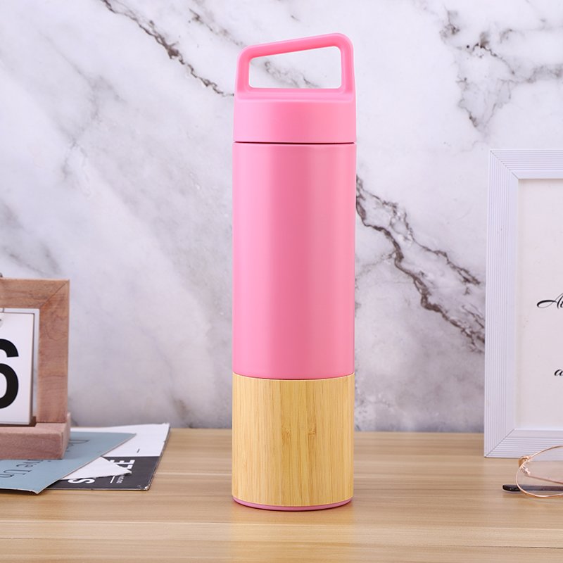 Steel Water Bottle Customization Logo Thermos Vacuum Flasks 350 ml Bamboo Water Bottle