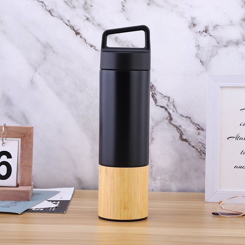 Steel Water Bottle Customization Logo Thermos Vacuum Flasks 350 ml Bamboo Water Bottle