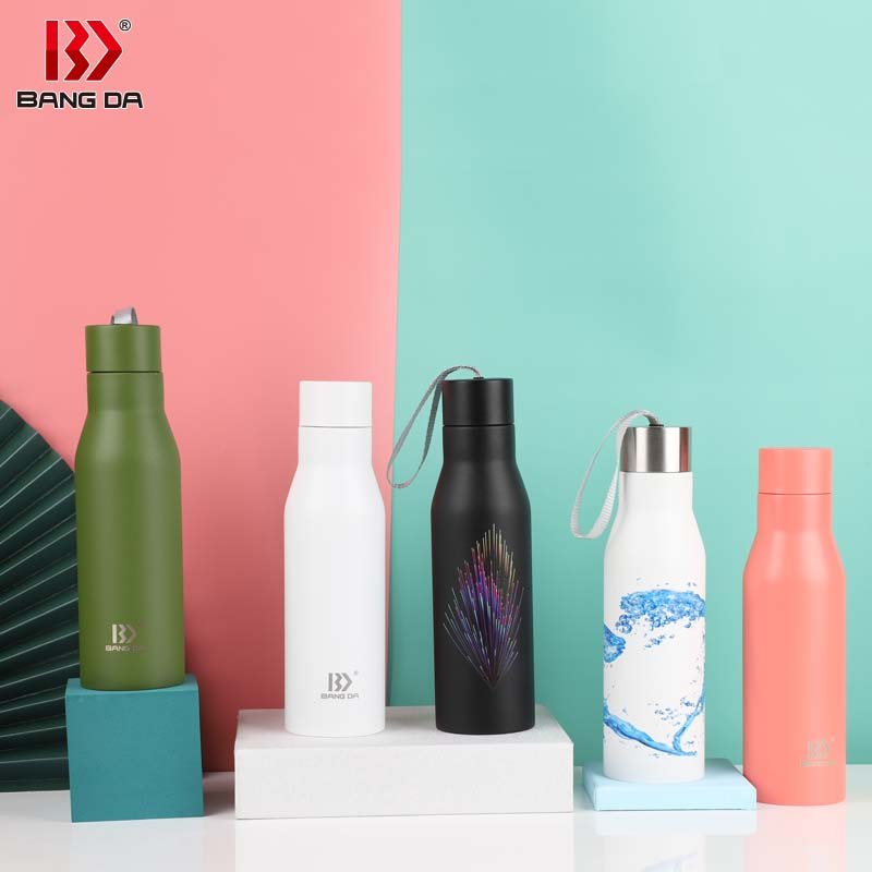 304 stainless steel lid powder coating uv printing laser logo stainless steel water bottle insulated
