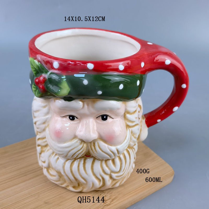 2025 Creative christmas gift xmas mug santa claus water cup painted ceramic snow man embossed ceramic Christmas decoration cup