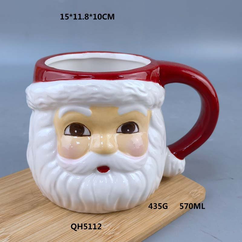 2025 Creative christmas gift xmas mug santa claus water cup painted ceramic snow man embossed ceramic Christmas decoration cup