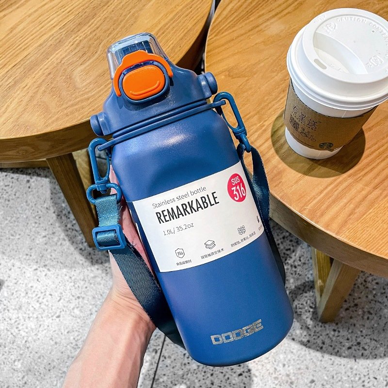 Double wall big capacity 1 liter stainless steel water bottle tea thermos