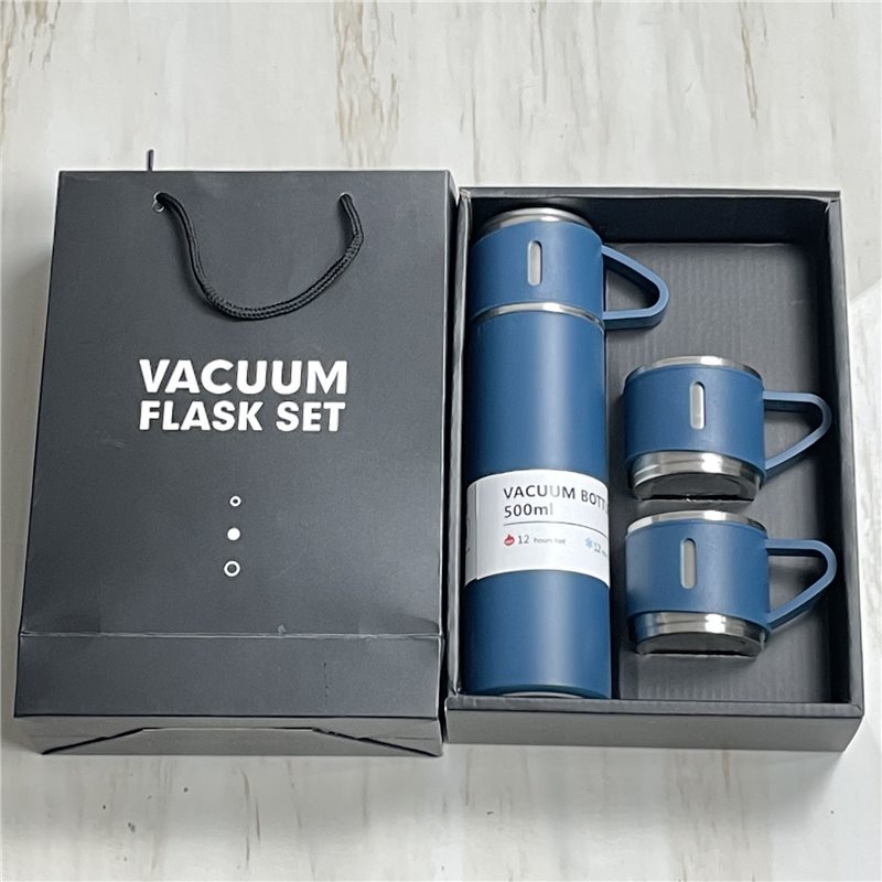Thermos Double Wall Drinking Coffee Bottle 500ML Gift Cups Stainless Steel Vacuum Tumbler Flask Set