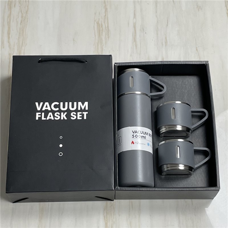 Thermos Double Wall Drinking Coffee Bottle 500ML Gift Cups Stainless Steel Vacuum Tumbler Flask Set