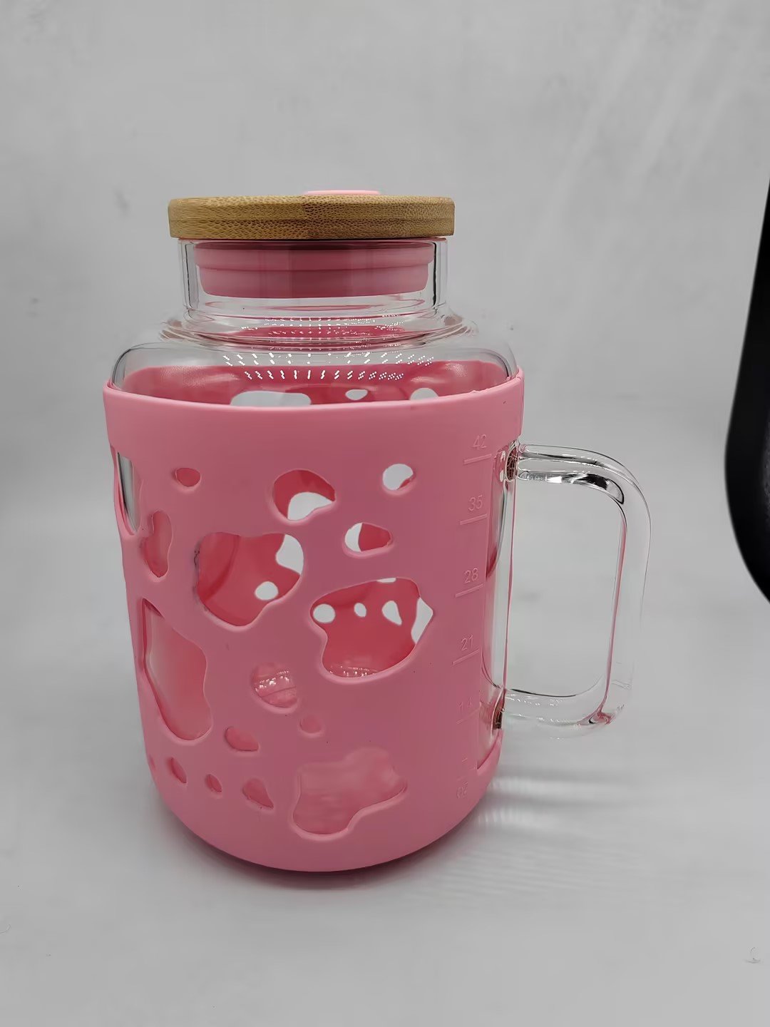 50oz 40oz 30oz Adventure summer Glass Tumbler with Bamboo Lid and Straw with Handle and Silicone Sleeve Reusable Mug