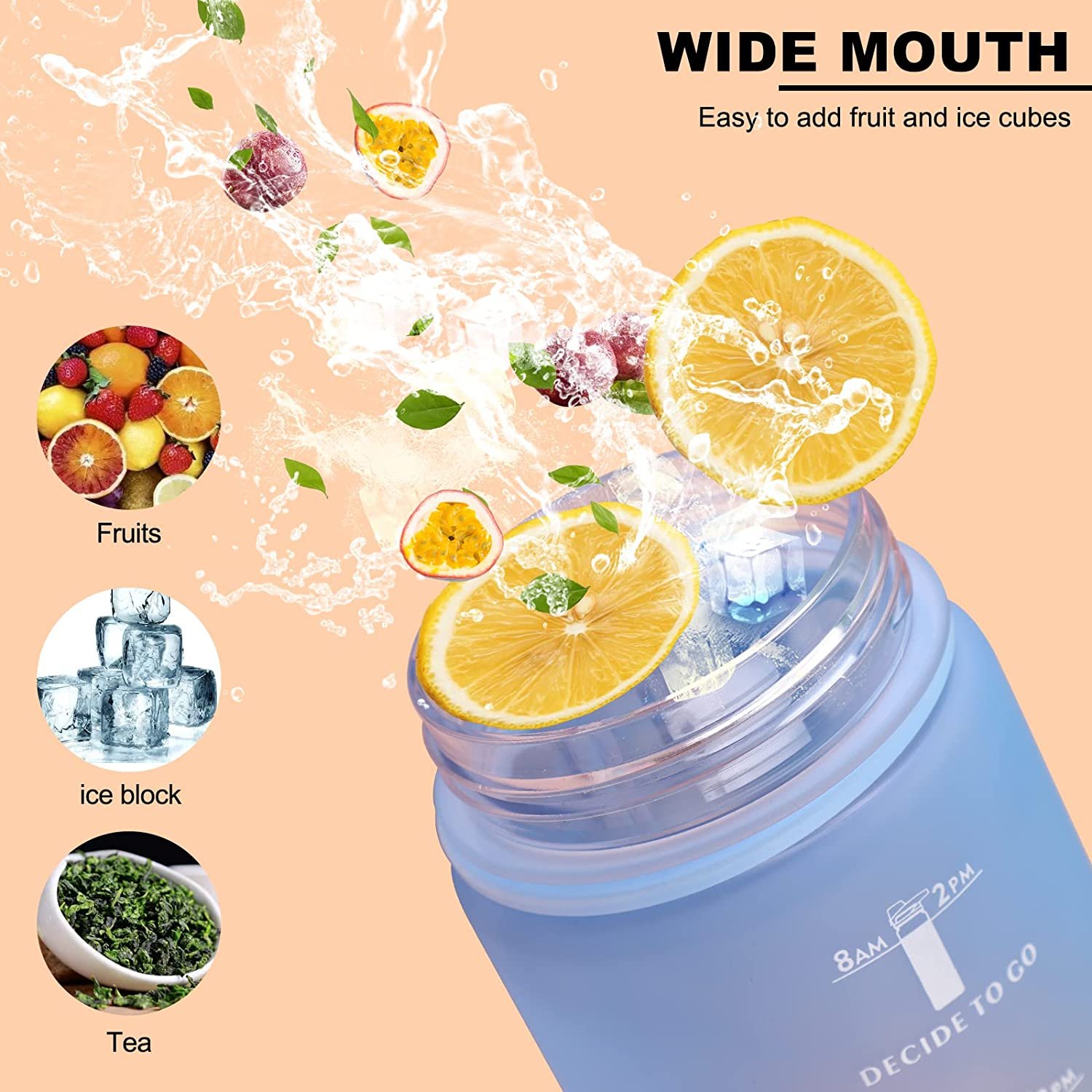 Custom logo 1000ml 32oz Leakproof Tritran petg BPA Free Gradient promotional sports Motivational plastic water bottle
