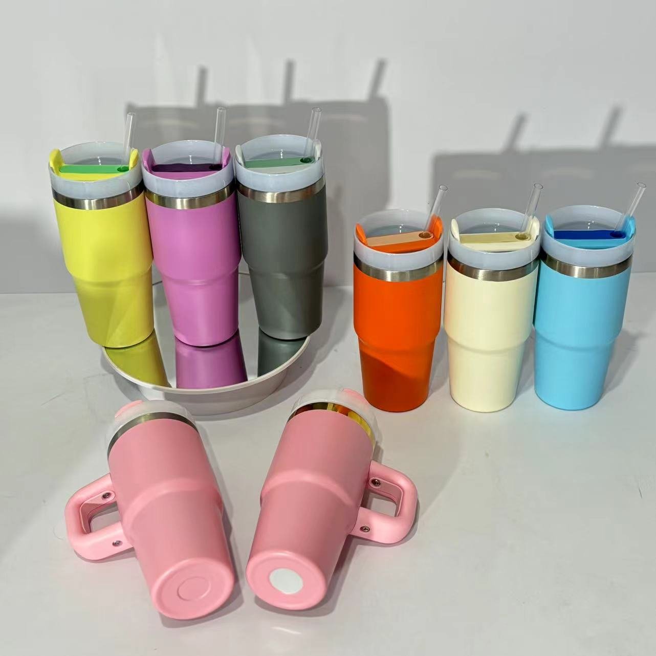 US Warehouse Matte Colored 14oz Kid Tumbler With Lid And Straw For Dye Sublimation Heat Press Outdoor Sports Water Bottle